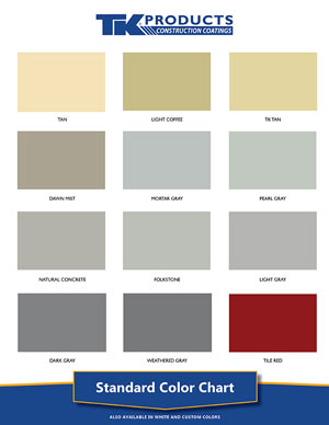 TK Products Standard Color Chart
