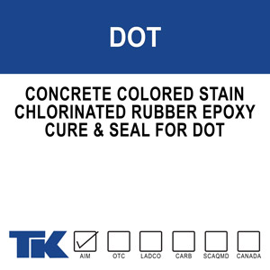dot A high solids, pigmented chlorinated rubber that cures, seals and protects previously patched or mismatched concrete. TK-DOT STAIN masks surface inconsistencies while imparting a uniform and attractive finish that is protected from the elements