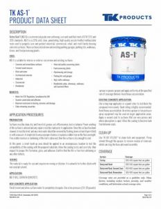 AS1 Concrete Cure Seal Product Data Sheet